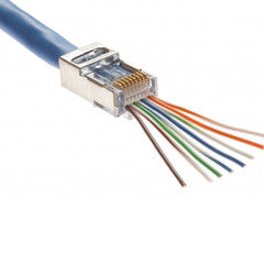 Platinum Tools EZ-RJ45 Shielded Cat6 Crimp Plugs (Cat5e Compatible), internal ground, Slide Through Wires, 10 Pieces Clamshell