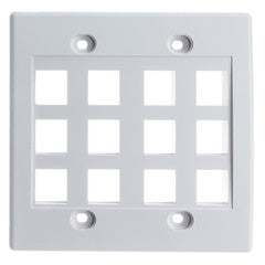 Keystone Wall Plate, White, 12 Port, Dual Gang