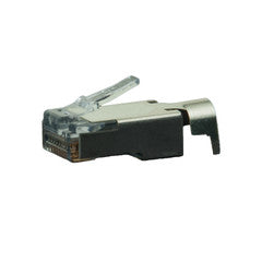 Platinum Tools EZ-RJ45 Shielded Cat6 Crimp Plugs (Cat5e Compatible), external ground, Slide Through Wires, 100 Pieces Bag