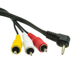Camcorder Cable, 3.5mm Male to RCA A/V, 6 foot