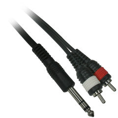 1/4 Inch Stereo Male (TRS) to dual RCA male(left and right channel), 6 foot