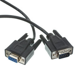 Serial Extension Cable, Black, DB9 Male to DB9 Female, RS-232, UL rated, 9 Conductor, 1:1, 3 foot