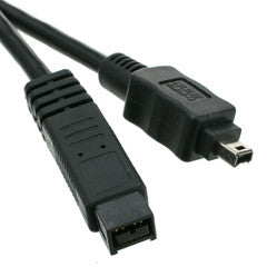 Firewire 400 9 Pin to 4 Pin cable, Black, IEEE-1394a, 6 foot