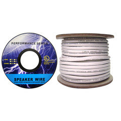 Speaker Cable, White, Pure Copper, CM / In-wall rated, 16/2 (16 AWG 2 Conductor), 65 Strand / 0.16mm, Spool, 50 foot