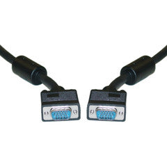 SVGA Cable with Ferrites, Black, HD15 Male, Coaxial Construction, Double Shielded, 1 foot