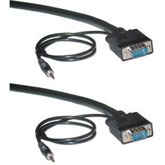 Shielded SVGA Cable with 3.5mm Audio, Black, HD15 Male, Coaxial Construction, Double Shielded, 15 foot