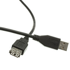 USB 2.0 Extension Cable, Black, Type A Male to Type A Female, 6 foot