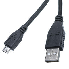 Micro USB 2.0 Cable, Black, Type A Male / Micro-B Male, 1 foot