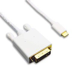 USB-C video cable, USB-C device to DVI display, 6 foot, white