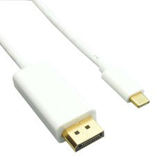 USB-C video cable, USB-C device to DisplayPort display, 6 foot, white