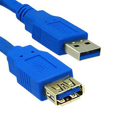 USB 3.0 Extension Cable, Blue, Type A Male / Type A Female, 6 foot