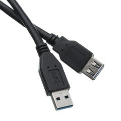 USB 3.0 Extension Cable, Black, Type A Male / Type A Female, 6 foot