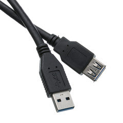 USB 3.0 Extension Cable, Black, Type A Male / Type A Female, 10 foot