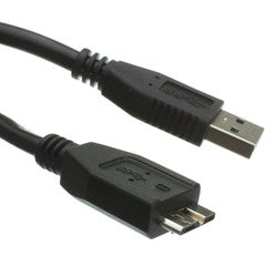 Micro USB 3.0 Cable, Black, Type A Male to Micro-B Male, 10 foot