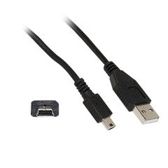 Mini USB 2.0 Cable, Black, Type A Male to 5 Pin Mini-B Male, 1 foot