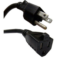 Power Extension Cord, Black, NEMA 5-15P to NEMA 5-15R, 10 Amp, 6 foot