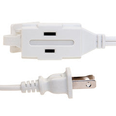 Indoor Polarized Power Extension Cord, NEMA 1-15P to 3 x NEMA 1-15R, UL/CSA, White, 16/2, 9ft