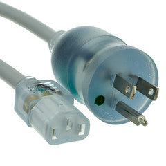 Hospital Grade, Green Dot, Power Cord, Nema 5-15 to C13, 16 AWG, SJT, 13 Amp / 125 Volt, 10 Foot