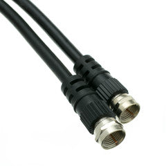 F-pin RG59 Coaxial Cable, Black, F-pin Male, 25 foot