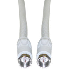 F-pin RG6 Coaxial Cable, White, F-pin Male, UL rated, 25 foot