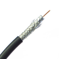 Bulk RG6U Coaxial Cable, Black, 18 AWG Pure Copper Solid Core, 3 GHz, Pullbox, 1000 foot