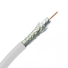 Bulk RG6U Coaxial Cable, White, 18 AWG Pure Copper Solid Core, 3 GHz, Pullbox, 500 foot