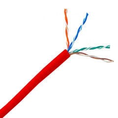 Bulk Cat5e Red Ethernet Cable, Stranded, UTP (Unshielded Twisted Pair), Pullbox, 1000 foot