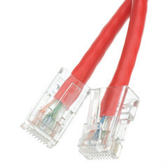 Cat5e Red Ethernet Patch Cable, Bootless, 1 foot