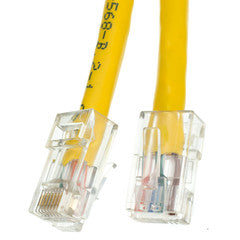 Cat5e Yellow Ethernet Patch Cable, Bootless, 1 foot
