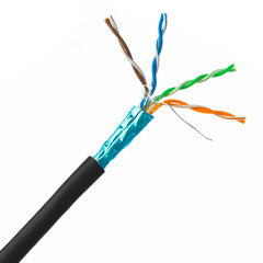 Plenum Shielded Cat6a Bulk Black Ethernet Cable, Solid, CMP,    500 Mhz, 23 AWG, Spool, 1000 foot