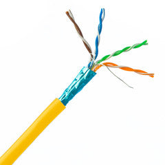 Bulk Shielded Cat 5e Yellow Ethernet Cable, STP (Shielded Twisted Pair), Solid, Pullbox, 1000 foot