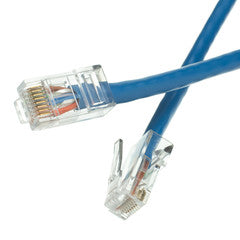 Cat6 Blue Ethernet Patch Cable, Bootless, 1 foot