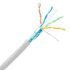 Bulk Shielded Cat6 White Ethernet Cable, Solid, Spool, 1000 foot