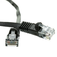 Cat6 Black Flat Ethernet Patch Cable, 32 AWG, 10 foot