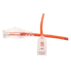 Cat6 Orange Slim Ethernet Patch Cable, Snagless/Molded Boot, 2 foot