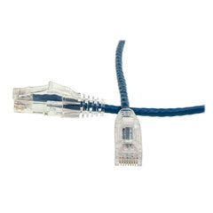 Cat6 Blue Slim Ethernet Patch Cable, Snagless/Molded Boot, 1 foot