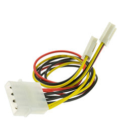 4 Pin Molex to Floppy Power Y Cable, 5.25 inch Male to Dual 3.5 inch Female, 8 inch