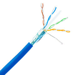Bulk Shielded Cat6a Blue Ethernet Cable, 10 gig Solid, 500 Mhz, 23 AWG, Spool, 1000 foot