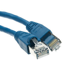 Shielded Cat6a Blue Ethernet Patch Cable, Snagless/Molded Boot, 500 MHz, 75 foot