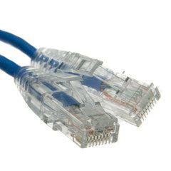 Cat6a Blue Slim Ethernet Patch Cable, Snagless/Molded Boot, 2 foot