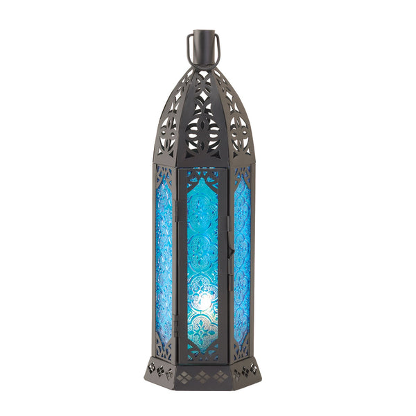 Tall Vibrant Blue Candle Lantern 15245