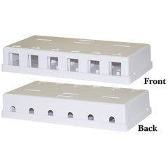 Blank Surface Mount Box for Keystones, 6 Port, White