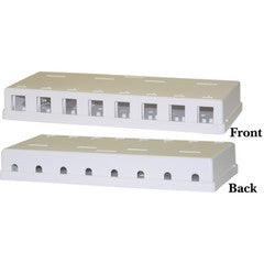 Blank Surface Mount Box for Keystones, 8 Port, White