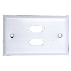 Wall Plate, White, 2 Port DB9 / HD15 (VGA), Single Gang, Painted Stainless Steel