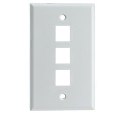 Keystone Wall Plate, White, 3 Port, Single Gang