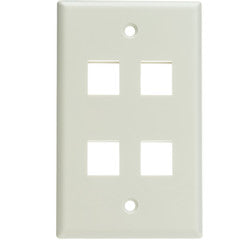 Keystone Wall Plate, White, 4 Port, Single Gang
