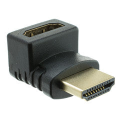 HDMI High Speed Right Angle Adapter, HDMI Type-A Male to HDMI Type-A Female, Vertical 90 Degree - Up, 4K 60Hz, Black