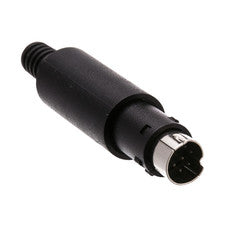 MiniDIN8 Male Connector with Housing, Black, MiniDin8 to Solder Type