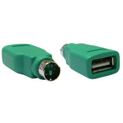 USB to PS/2 Keyboard/Mouse Adapter, Green, USB Type A Female to PS/2 (MiniDin6) Male