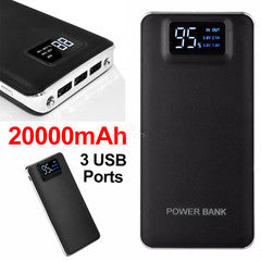 3 port Power bank 20000 mAh USB Battery Backup, includes Miicro USB cable